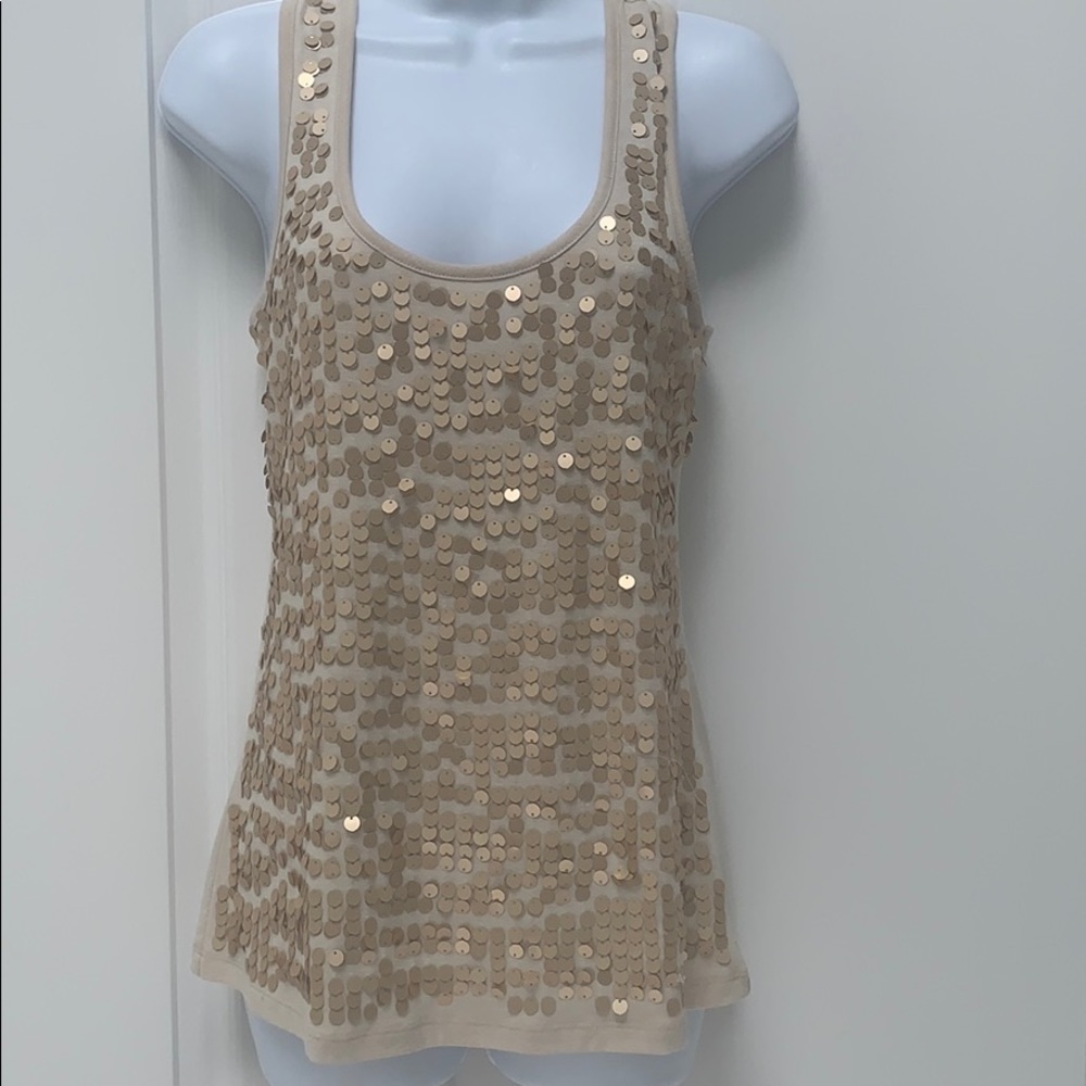 Tan tank top with front sequins